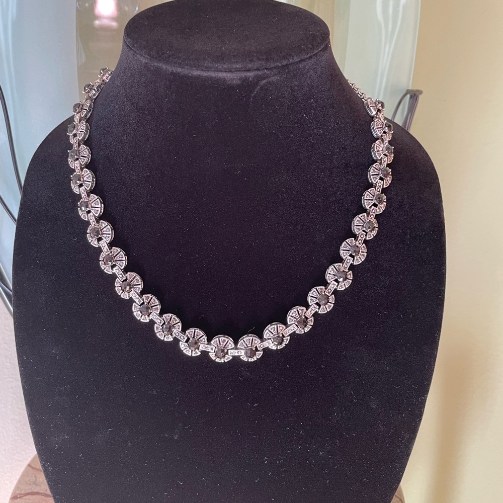 Sophisticated Silver and Black Tennis Necklace